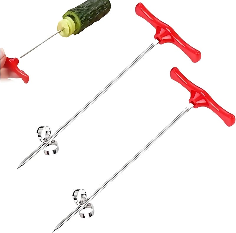 WinldMonmo Red Spiral Slicer Radish Potato Spiral Cutter, Vegetables Fruits Spiral Twist Knife Scroller, Stainless Steel Magic Scroller Graters, Peelers and Slicers - Image 1